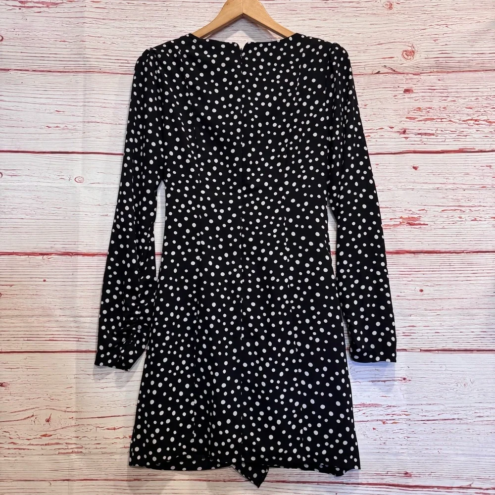NWT LIKELY Corinne Ruffled Polka Dot Mini Dress in Black and White Sz 6 - Picture 12 of 12